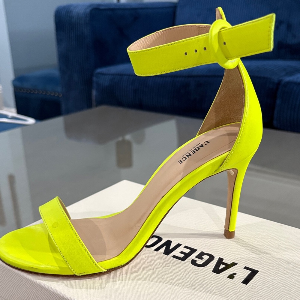 L'AGENCE Neon Yellow Strappy Heels - Picture 5 of 6